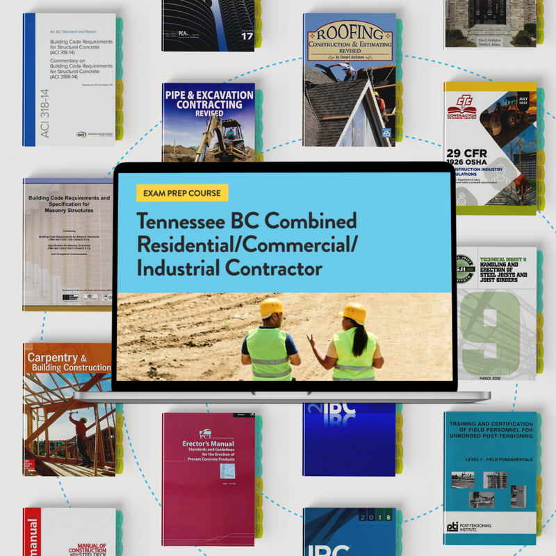 Tennessee BC Combined Residential/Commercial/Industrial Contractor Exam Prep Package