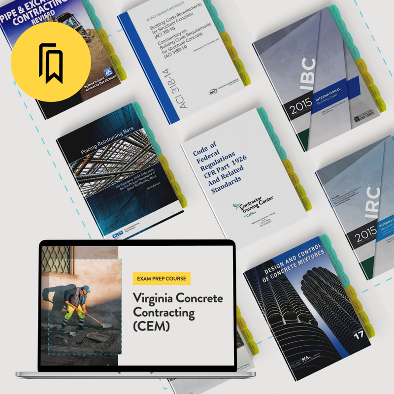 Virginia Concrete Contractor (CEM) Exam Prep Package